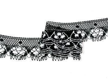 Cotton bobbin lace 75344, width 55 mm, black/white - 2
