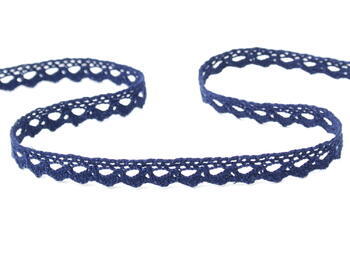 Cotton bobbin lace 75361, width 9 mm, dark blue - 2