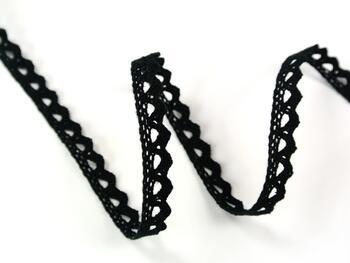Cotton bobbin lace 75361, width 9 mm, black - 2