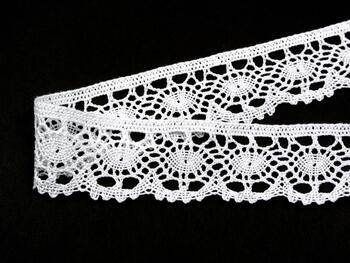 Cotton bobbin lace 75364, width 45 mm, white mercerized - 2