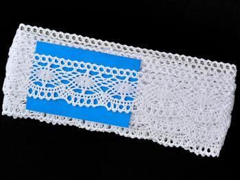 Cotton bobbin lace 75385, width 45 mm, white - 2