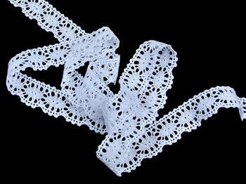 Cotton bobbin lace 75394, width 25 mm, white - 2