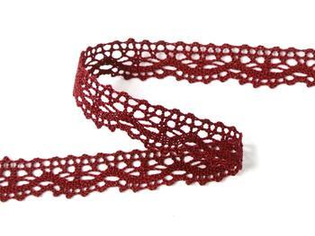 Cotton bobbin lace 75395, width 16 mm, cranberry - 2