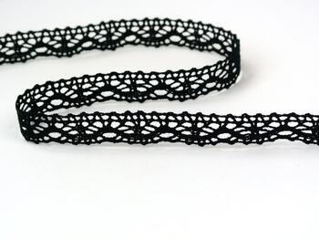 Cotton bobbin lace 75395, width 16 mm, black - 2