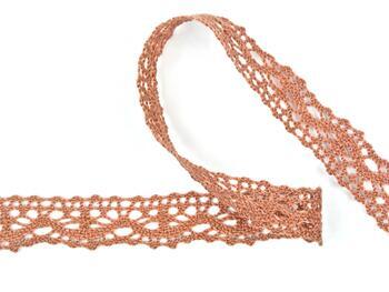 Cotton bobbin lace 75395, width 16 mm, terracotta - 2