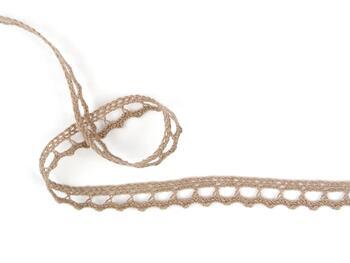 Cotton bobbin lace 75397, width 9 mm, light linen gray - 2
