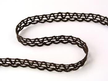Cotton bobbin lace 75405, width 10 mm, dark brown - 2