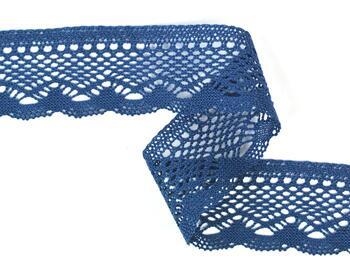 Cotton bobbin lace 75414, width 55 mm, ocean blue - 2
