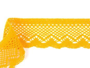 Cotton bobbin lace 75414, width 55 mm, dark yellow - 2