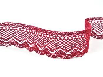 Cotton bobbin lace 75414, width 55 mm, cranberry - 2
