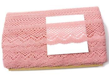 Cotton bobbin lace 75414, width 55 mm, pink - 2