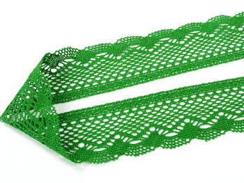 Cotton bobbin lace 75414, width 55 mm, grass green - 2