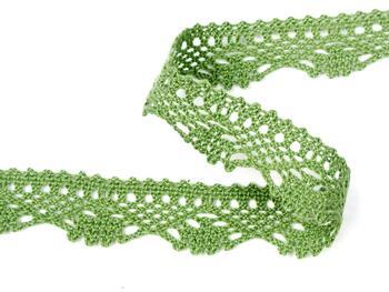Cotton bobbin lace 75423, width 26 mm, green olive - 2
