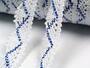 Cotton bobbin lace 75423, width 26 mm, white/royal blue - 2/4