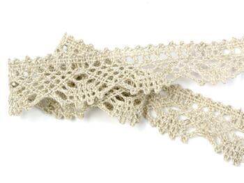 Cotton bobbin lace 75423, width 26 mm, linen gray - 2