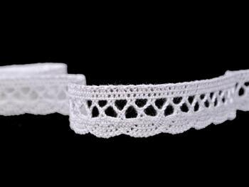 Cotton bobbin lace 75428, width 18 mm, white - 2