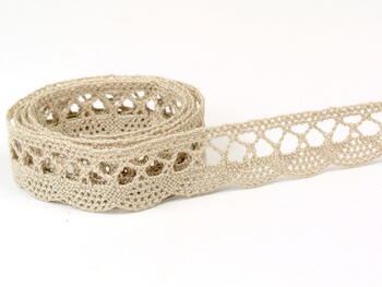 Cotton bobbin lace 75428, width 18 mm, light linen gray - 2