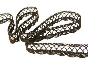 Cotton bobbin lace 75428, width 18 mm, dark brown - 2