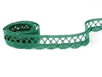 Cotton bobbin lace 75428, width 18 mm, dark green - 2