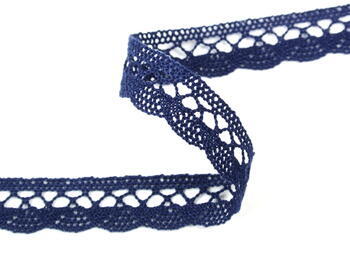 Cotton bobbin lace 75428, width 18 mm, dark blue - 2