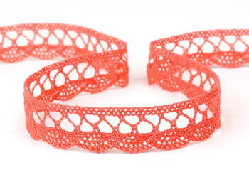 Cotton bobbin lace 75428, width 18 mm, light red coral - 2