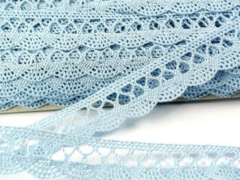 Cotton bobbin lace 75428, width 18 mm, light blue - 2
