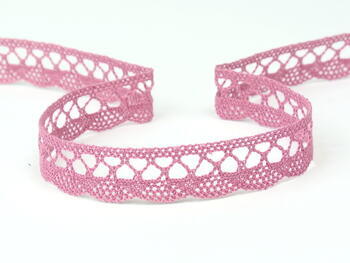 Cotton bobbin lace 75428, width 18 mm, pink - 2