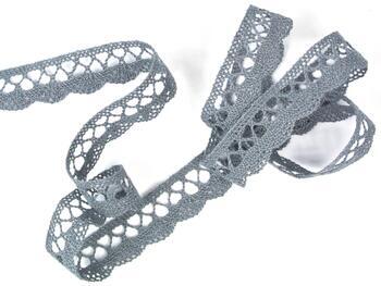 Cotton bobbin lace 75428, width 18 mm, gray - 2