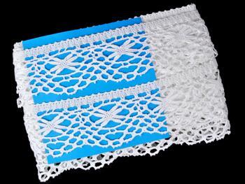 Cotton bobbin lace 75430, width 66 mm, white - 2