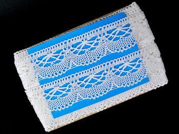Cotton bobbin lace 75431, width 54 mm, white - 2