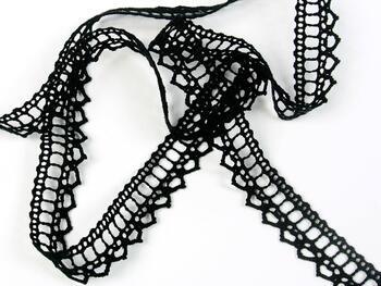 Cotton bobbin lace 75445, width 18 mm, black - 2