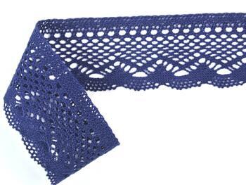 Cotton bobbin lace 75414, width 55 mm, dark blue - 2