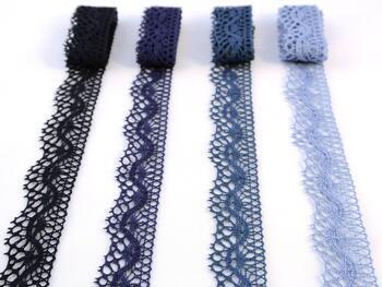 Cotton bobbin lace 75416, width 27 mm, ocean blue - 2