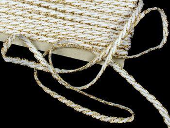 Cotton bobbin lace 75481, width 6 mm, white/Lurex gold - 2