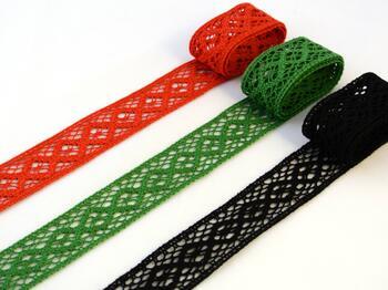 Cotton bobbin lace insert 75250, width 31 mm, grass green  - 2