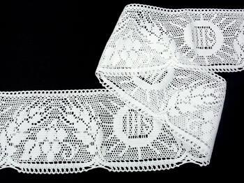 Cotton bobbin lace 75514, width 103 mm, white - 2