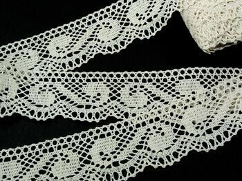 Cotton bobbin lace 75566, width 45 mm, light cream - 2