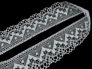 Linen bobbin lace 75574, width 75 mm, 100% linen bleached - 2