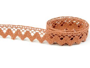 Cotton bobbin lace 75612, width 13 mm, terracotta - 2