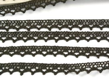 Cotton bobbin lace 75633, width 10 mm, dark brown - 2