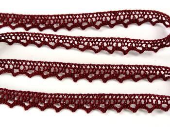 Cotton bobbin lace 75633, width 10 mm, cranberry - 2
