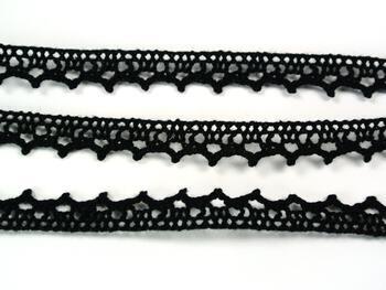 Cotton bobbin lace 75633, width 10 mm, black - 2