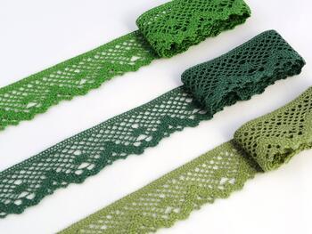 Cotton bobbin lace 75261, width 40 mm, green olive - 2