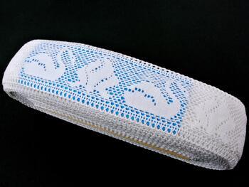 Cotton bobbin lace insert 75189, width 77 mm, white - 2