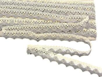 Cotton bobbin lace 75191, width 15 mm, ecru/dark linen gray - 2