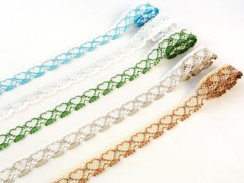 Cotton bobbin lace 75133, width 19 mm, beige/dark beige - 2