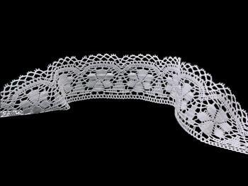 Cotton bobbin lace 81044, width 52 mm, white - 2