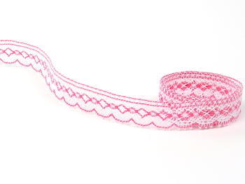 Bobbin lace No. 81215 white/fuchsia | 30 m - 2