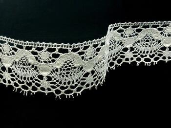 Linen bobbin lace 81289, width 53 mm, 100% linen bleached - 2