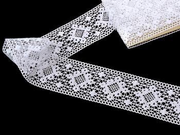 Cotton bobbin lace insert 81678, width 50 mm, white - 2